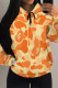 Orange Casual Camouflage Print Draw String Pocket Contrast Hooded Tops