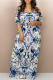 Cream White Sexy National Totem Geometric Print Flowers Contrast V Neck Printed Dresses