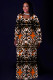 Multicolor Casual National Totem Print Pocket Contrast O Neck Printed Plus Size Dresses