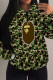 Green Casual Camouflage Print Draw String Pocket Contrast Hooded Tops