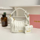 White Daily Solid Color Patchwork Zipper Adjustable Bags