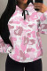 Pink Casual Camouflage Print Draw String Pocket Contrast Hooded Tops
