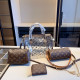 Brown Vacation Letters See-Through Zipper Contrast Bags