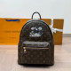 Brown Street Cartoon Print Letters Patchwork Zipper Bags