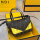 Brown Daily Colorblock Letters Patchwork Zipper Contrast Bags