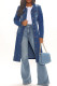 Deep Blue Fashion Casual Solid Patchwork Turndown Collar Long Sleeve Denim Jacket
