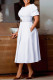 White Casual Solid Color With Belt O Neck Short Sleeve Short Sleeve Dress