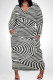 Stripe Casual Geometric Print Stripe Pocket Contrast V Neck Printed Plus Size Dresses
