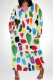 Cream White Casual Colorblock Floral Print Pocket Contrast V Neck Printed Plus Size Dresses