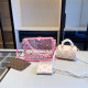 Pink Casual Letters Gradient See-Through Chains Zipper Bags