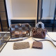Brown Casual Letters Patchwork See-Through Zipper Contrast Bags