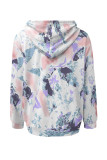 Apricot Casual Colorblock Camouflage Print Draw String Pocket Hooded Tops