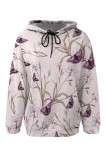 Apricot Casual Colorblock Camouflage Print Draw String Pocket Hooded Tops