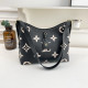 Black Casual Letters Patchwork Zipper Contrast Bags