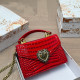 Red Casual Solid Color Metal Accessories Trim Texture Bags