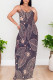 Fuchsia Sexy Floral Print Pocket Contrast V Neck Printed Dresses