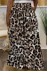Deep Coffee Casual Leopard Pocket Contrast Loose High Waist Wide Leg Full Print Bottoms