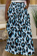 Blue Casual Leopard Pocket Contrast Loose High Waist Wide Leg Full Print Bottoms