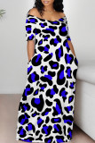 Coffee Sexy Leopard Contrast V Neck Printed Dresses