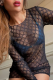 Black Sexy Letters See-Through O Neck Mesh Dresses