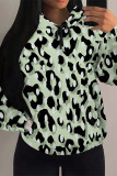 Apricot Casual Colorblock Camouflage Print Draw String Pocket Hooded Tops