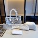 White Casual Letters Patchwork See-Through Zipper Bags