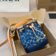 The cowboy blue Casual Letters Draw String Patchwork Bags