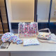 White Casual Letters Gradient See-Through Zipper Contrast Bags