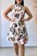 White Sexy Print Patchwork O Neck A Line Dresses