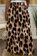 Brown Casual Leopard Pocket Contrast Loose High Waist Wide Leg Full Print Bottoms