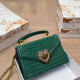 Ink Green Casual Solid Color Metal Accessories Trim Texture Bags