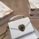 White Casual Solid Color Metal Accessories Trim Texture Bags