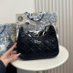 Black Daily Solid Color Patchwork Zipper Texture Adjustable Bags