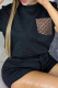 Black Casual Letters Draw String Pocket Patchwork O Neck Short Sleeve Two Pieces