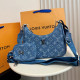 The cowboy blue Street Letters Distressed Patchwork Zipper Adjustable Bags