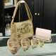 Yellow Casual Letters Patch Zipper Bags