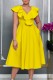 Yellow Sexy Party Solid Color Ruffle Flowers V Neck A Line Dresses
