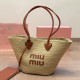 Khaki Vacation Letters Weave Bags