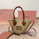 Khaki Vacation Letters Weave Bags