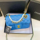 Blue Celebrities Solid Color Patchwork Pearls Decor Bags