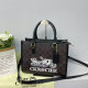 Black Casual Graffiti Print Letters Patchwork Zipper Bags