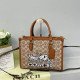 Brown Casual Graffiti Print Letters Patchwork Zipper Bags