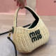 Ink Green Vacation Letters Patchwork Weave Bags