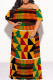 Orange Yellow Sexy Geometric Print Flounce Contrast Off Shoulder Long Plus Size Dresses