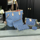 The cowboy blue Street Letters Patchwork Zipper Bags