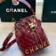 Burgundy Casual Letters Draw String Metal Accessories Trim Bags