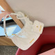 White Casual Solid Color Patchwork Zipper Texture Bags