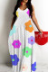 White Casual Graffiti Print Pocket Contrast O Neck Printed Dresses
