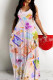 Light Pink Casual Floral Print Pocket Contrast O Neck Printed Dresses