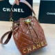 Brown Casual Letters Draw String Metal Accessories Trim Bags